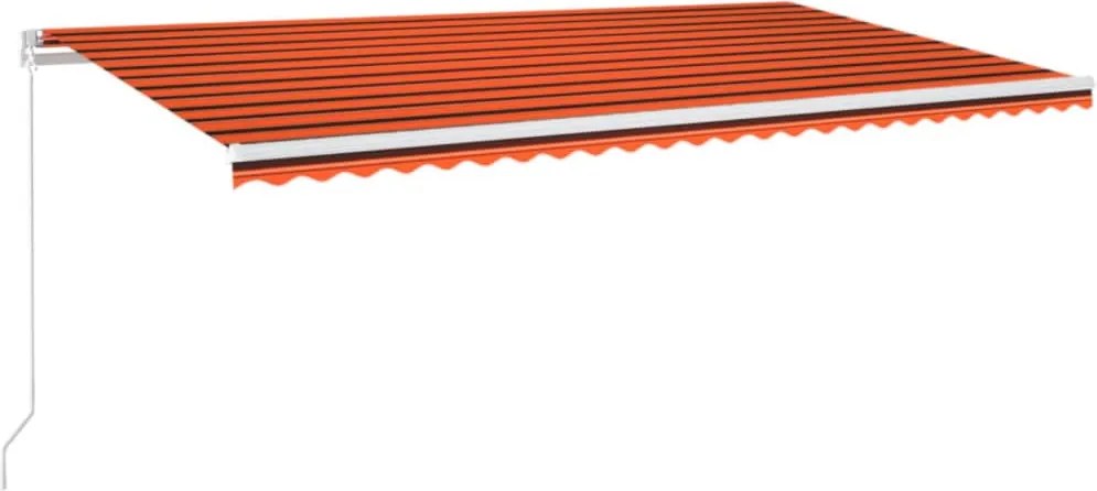 vidaXL narancs és barna kézzel kihúzható LED-es napellenző 600x300 cm
