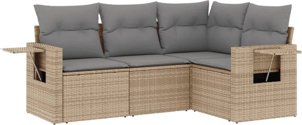 vidaXL 4 részes bézs polyrattan kerti ülőgarnitúra párnákkal