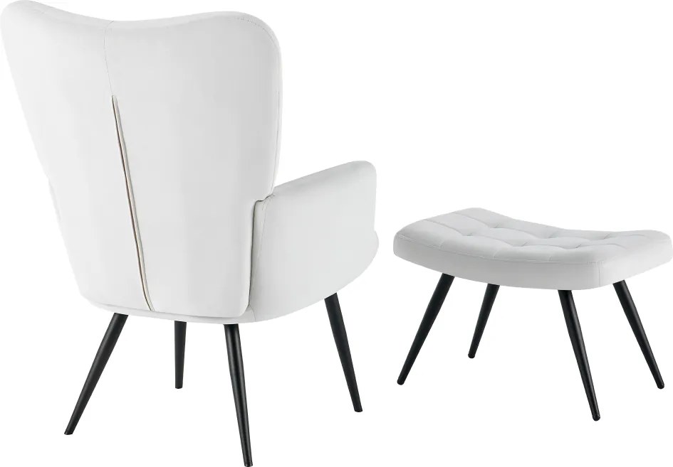 Fotel lábtartóval, világos szürke Velvet szövet/fekete, HABEN