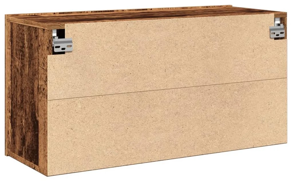 antik fa színű falra szerelhető TV-szekrény 80 x 30 x 41 cm