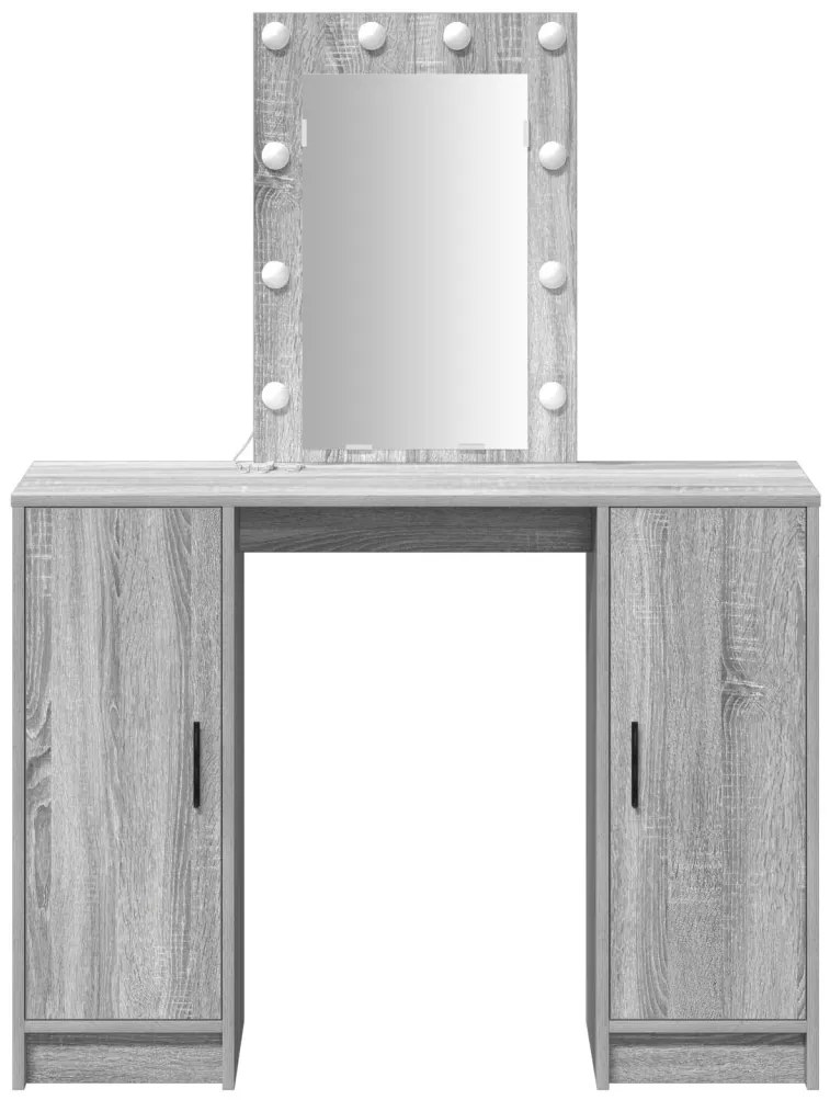 LED-es sminktükör Szürke Sonoma 102x33x135 cm