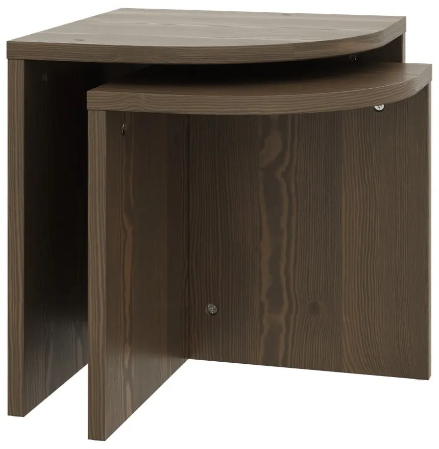 Sötétbarna borovi fenyő dohányzóasztal szett 2 db-os Combine – Karup Design