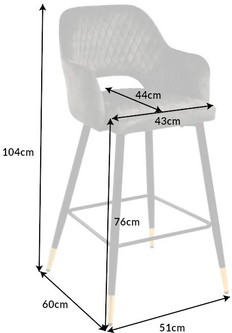Design bárszék Laney szürke-zöld bársony