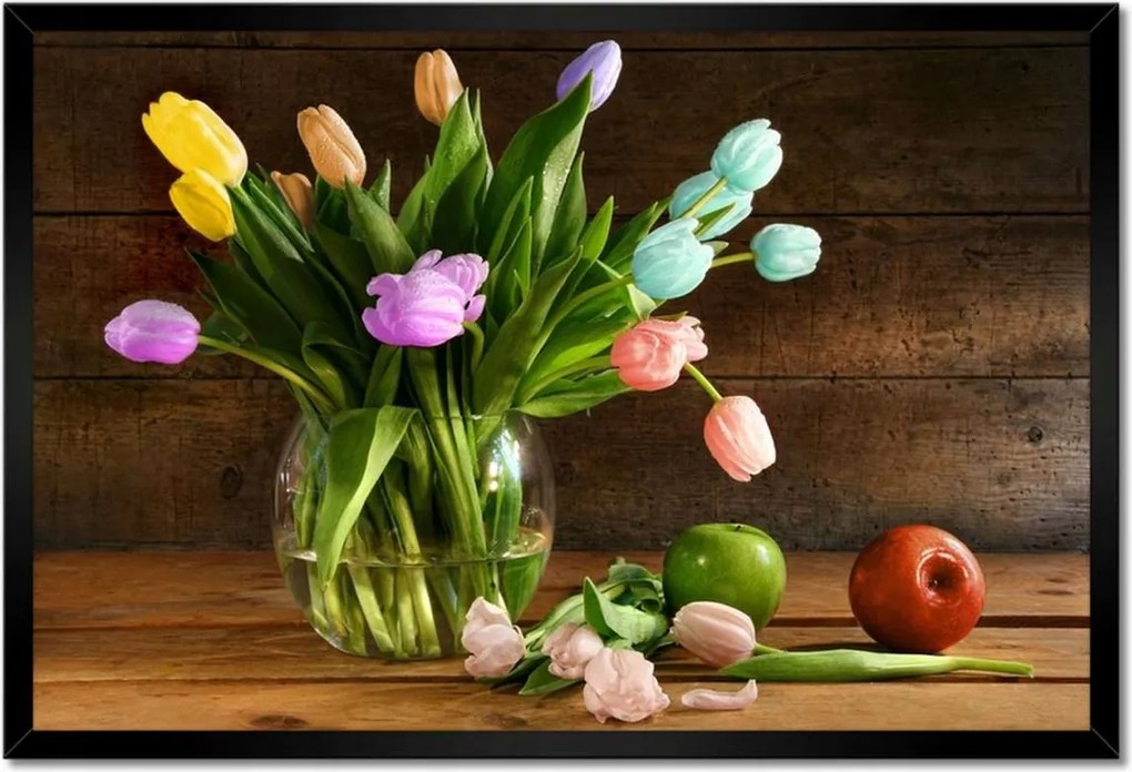 Poszterek keretben 60x40 Csokor Színes tulipánok