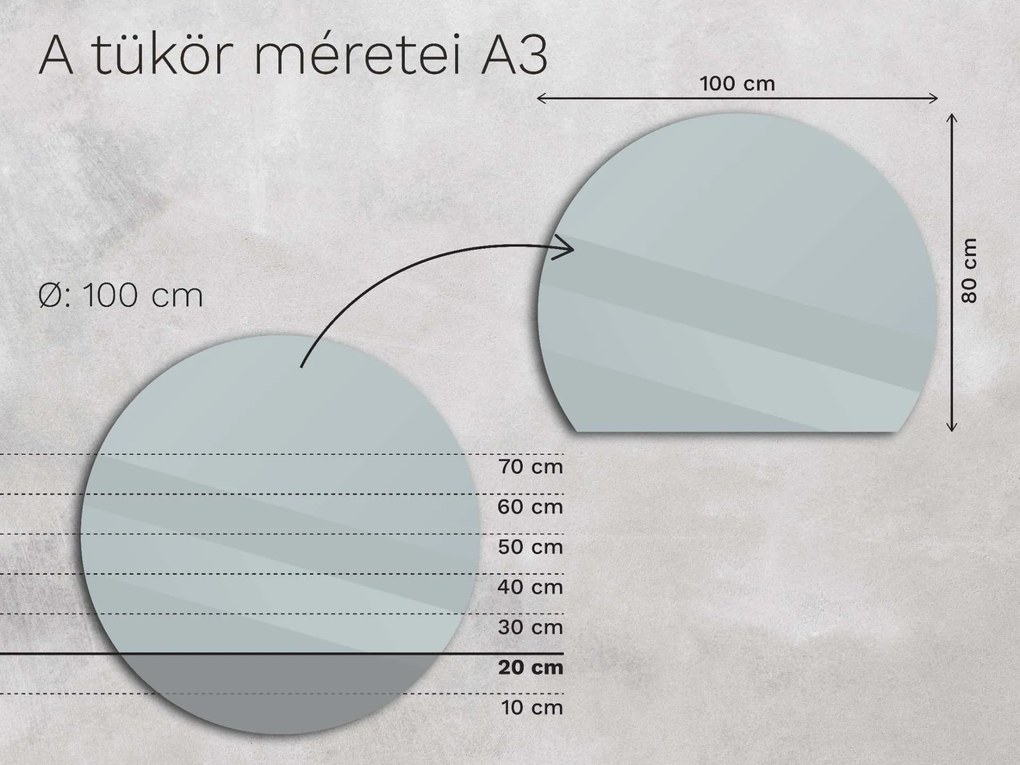 Atipikus tükör LED világítással A3