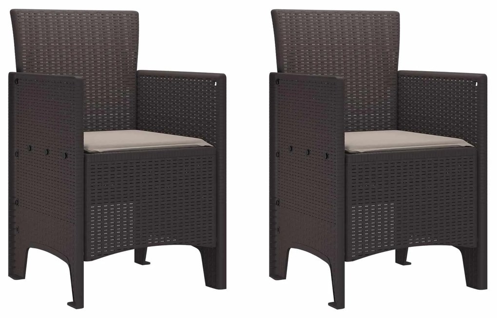 vidaXL Kerti Szék párnával 2 pcs Barna 53 x 49 x 85 cm Polipropilén