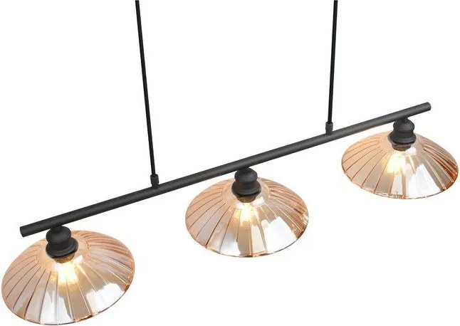 Fekete-borostyán színű fém függőlámpa üveg búrával Eluna – Reality