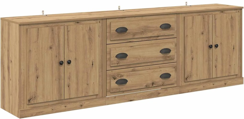 vidaXL Oldalszekrények 3 pcs Artisan tölgy 70 x 35,5 x 67,5 cm Faanyag