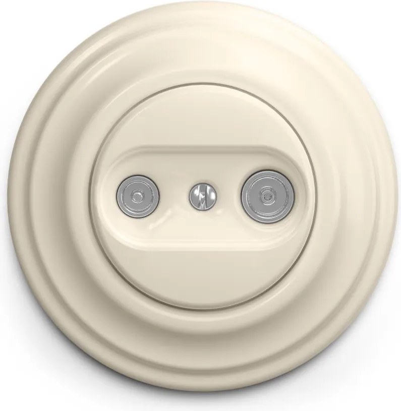 Kliklap - Retro előfizetői TV+R aljzat (végzáró) kerettel, bézs