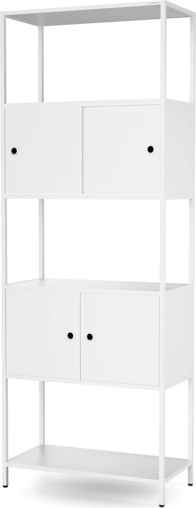 Iratrendező polc zárható szekrénnyel, irodai, nyitott polcok, fém fehér, 800x2200x400 mm: ARIEL