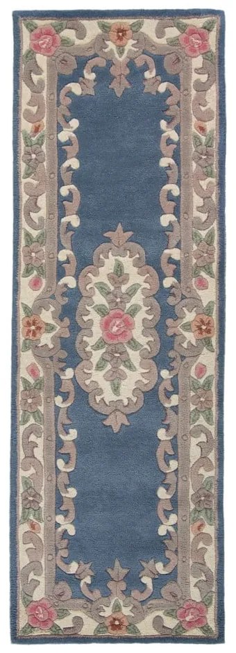Aubusson kék gyapjú szőnyeg, 67 x 210 cm - Flair Rugs