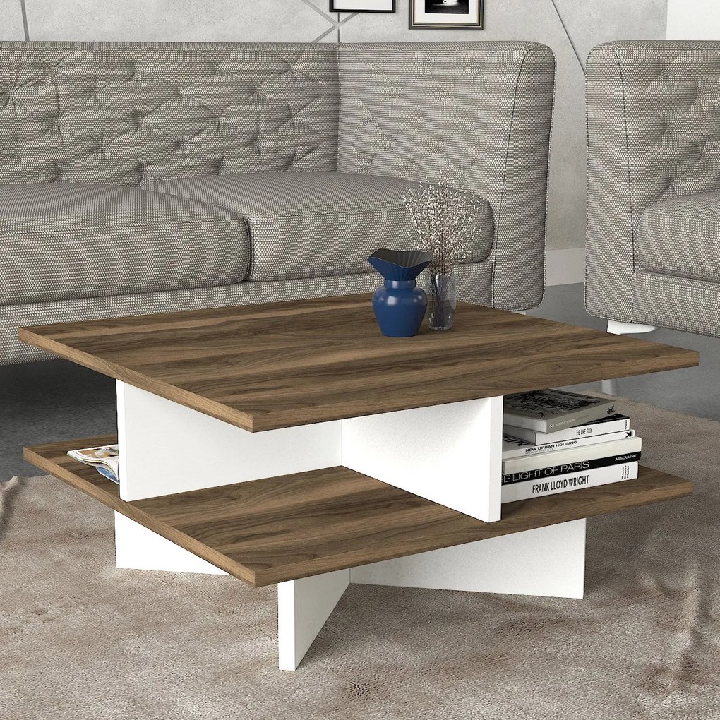 Dohányzóasztal hamton - walnut, white