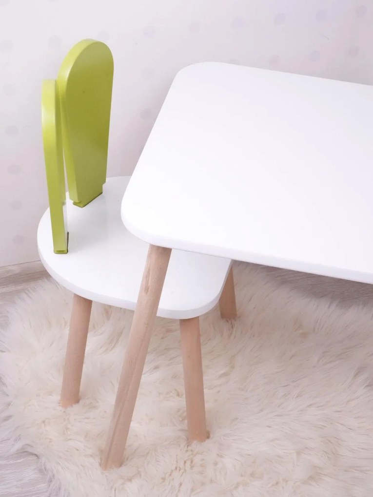 Gyerekasztal székekkel Bunny One Chair Set - Pistachio Green, White