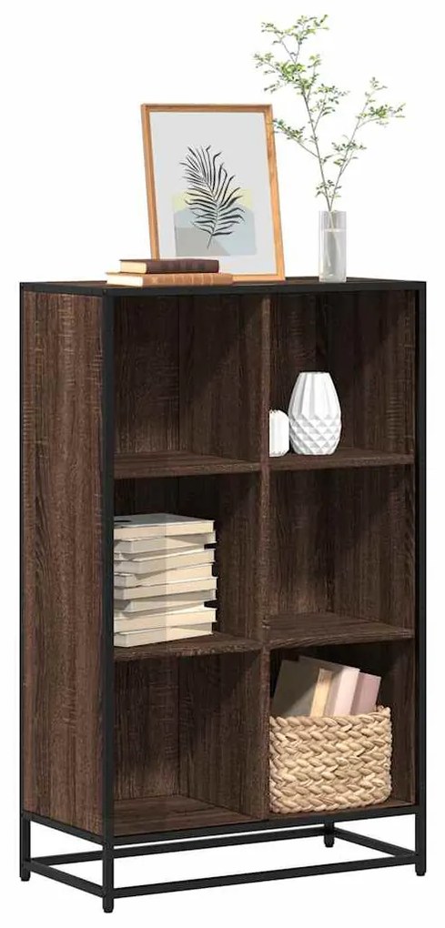 barna tölgyszínű szerelt fa könyvszekrény 65,5x33x107,5 cm