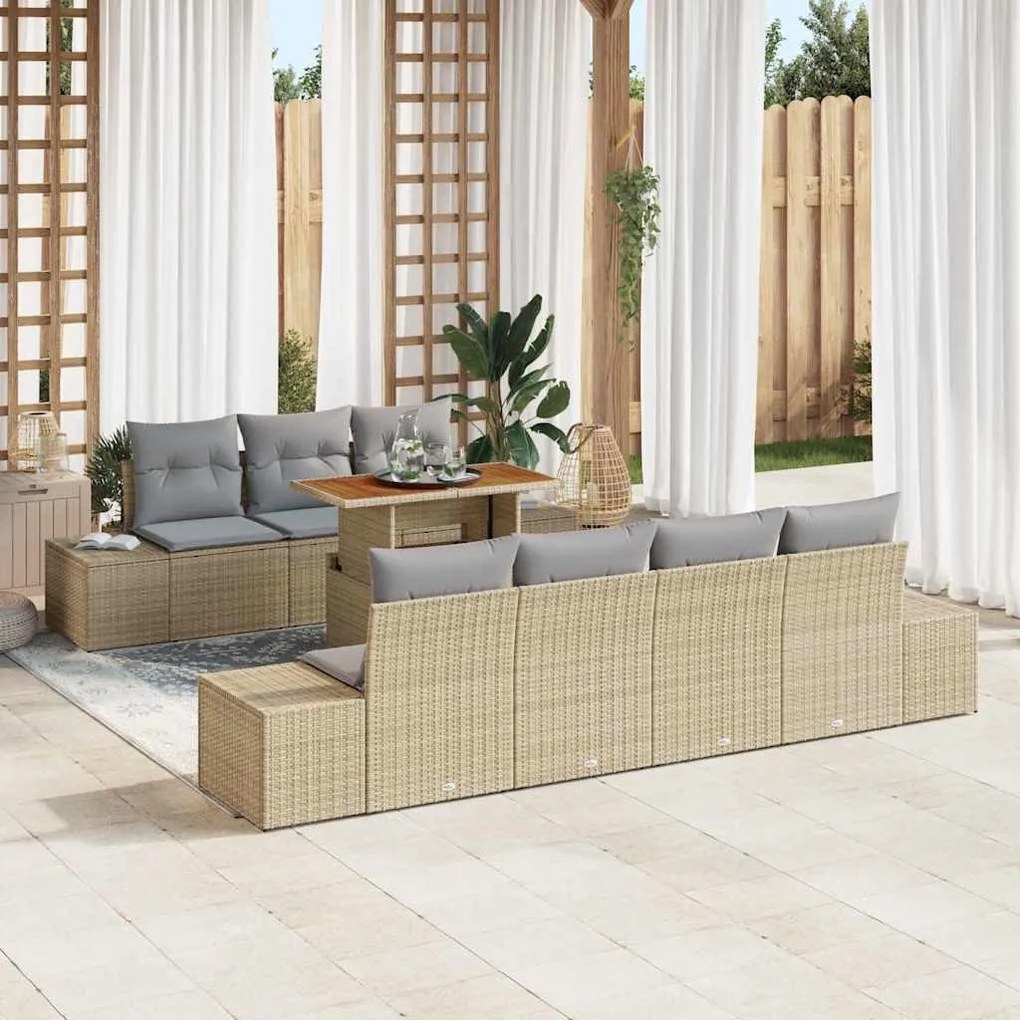 Kert étkező szett 8 pcs Barna és szürke 100 x 55 x 73 cm