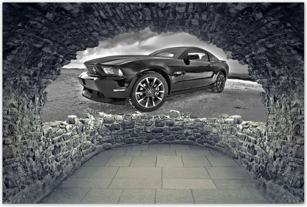 Poszterek 90x60 Ford Mustang a hóban Autó Klasszikus Made in Usa