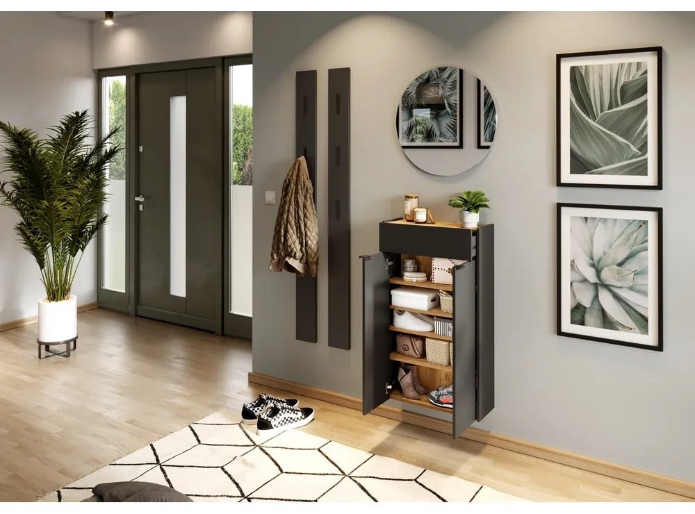 Antracitszürke szekrény 56x97x22 cm Ameca – Germania