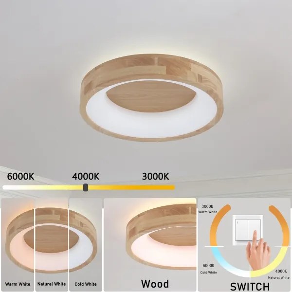 Brilagi-LED Mennyezeti lámpatest FALCON WOOD LED/30W/230V 3000/4000/6000K 45 cm fa