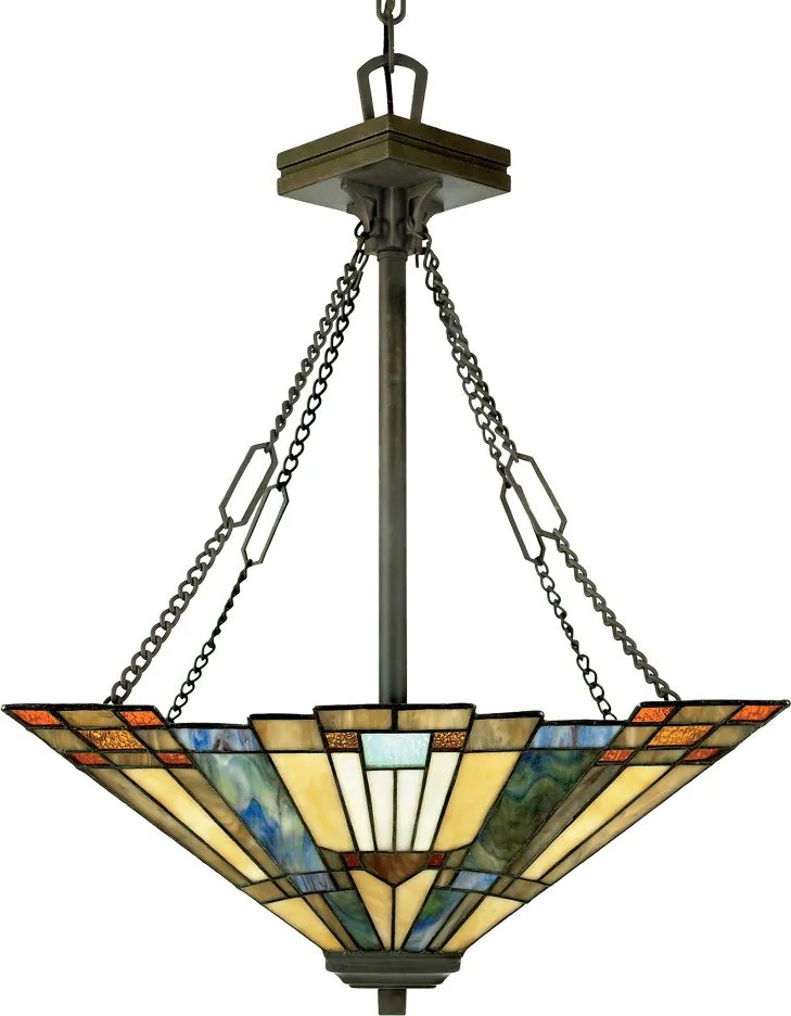 Elstead QZ-INGLENOOK-P-B Inglenook Tiffany függő lámpa többszínű 3×E27 IP20
