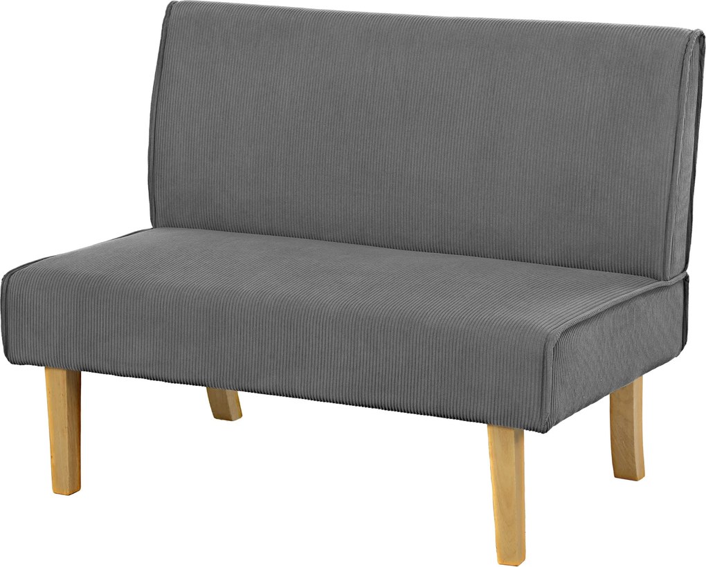 HOMCOM Kétfős Kanapé, Fotel Zsinóros Megjelenéssel, Fa Lábakkal, Párnázott Kanapé, Kétszemélyes Kanapé Hálószobába, Nappaliba, 110 x 62 x 85 cm, Szürk