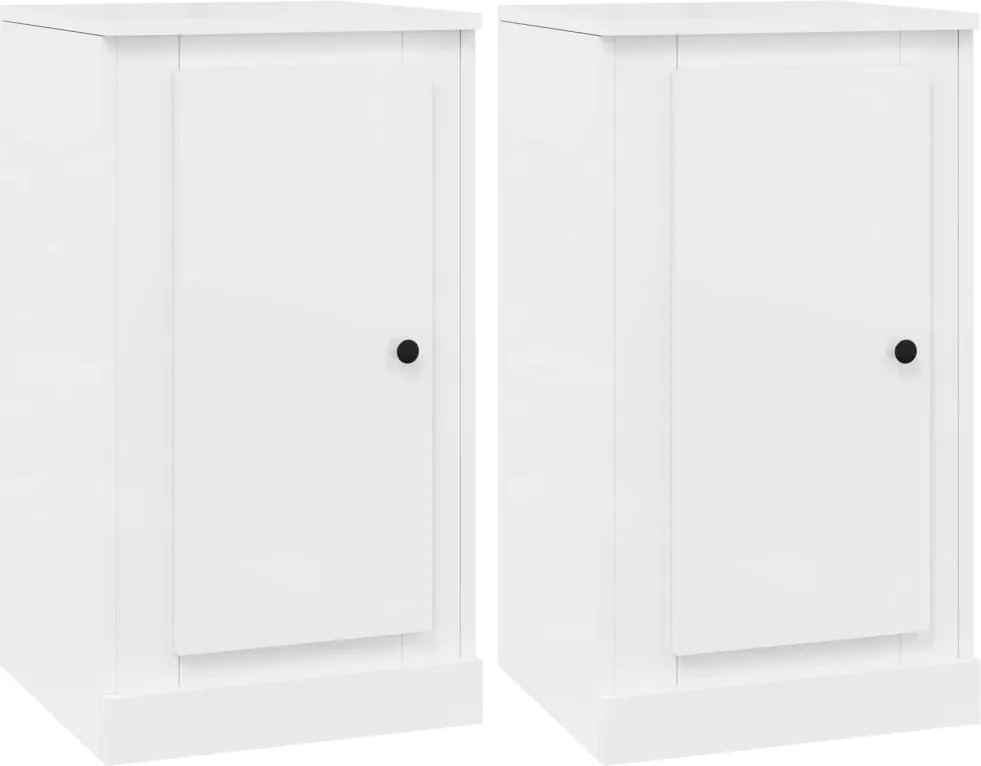 vidaXL 2 db magasfényű fehér szerelt fa tálalószekrény 37,5x35,5x67,5