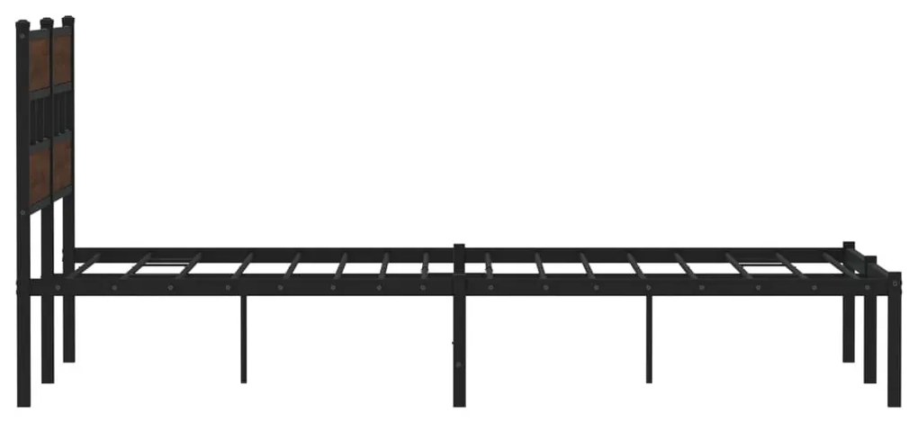 barna tölgy színű fejtámlás ágykeret matrac nélkül 137 x 190 cm