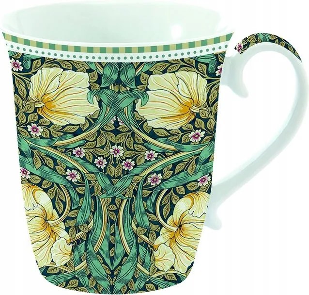 Porcelán Bögre Virágok Díszek William Morris Fekete Szép Dobozban