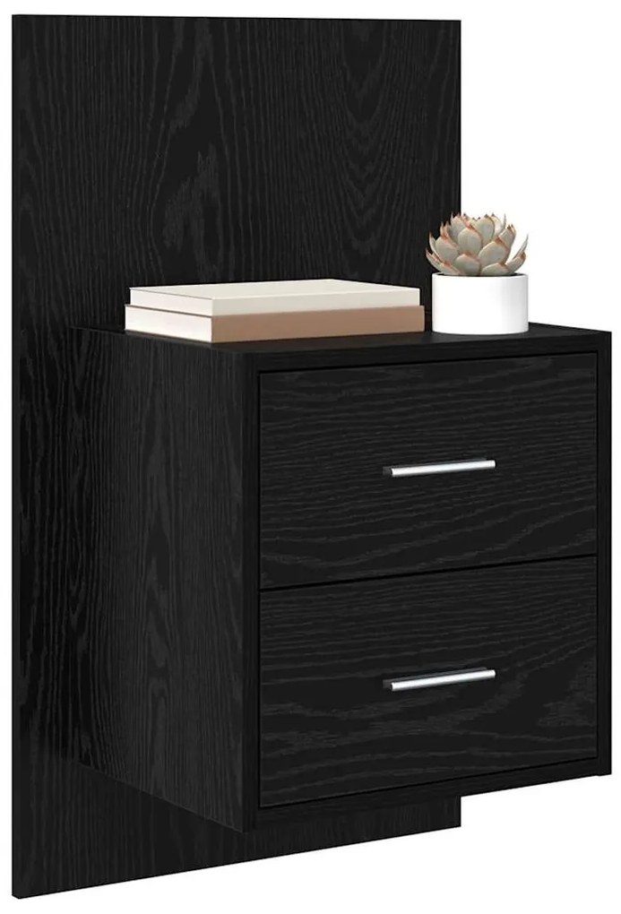 Fali éjjeli szekrény 2 pcs Fekete tölgy 48,5 x 32,5 x 80 cm