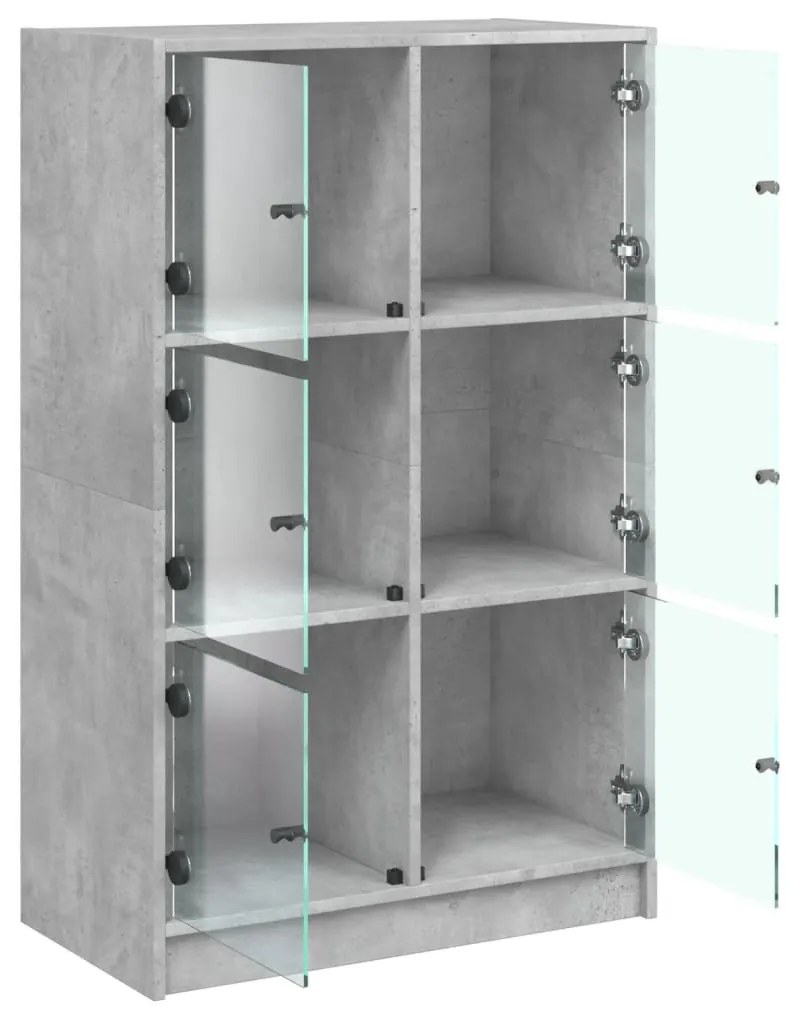 betonszürke szerelt fa magasszekrény ajtókkal 68 x 37 x 109 cm