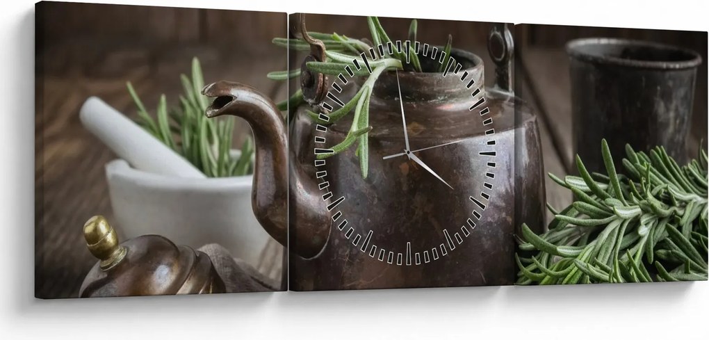 Kép - Teáskanna rozmaringgal (órával) (90x30 cm)