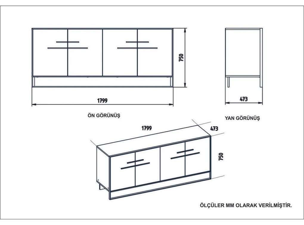 Polka Gold and White szekrény