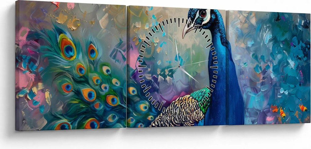 Kép - Festmény egy páva (órával) (90x30 cm)