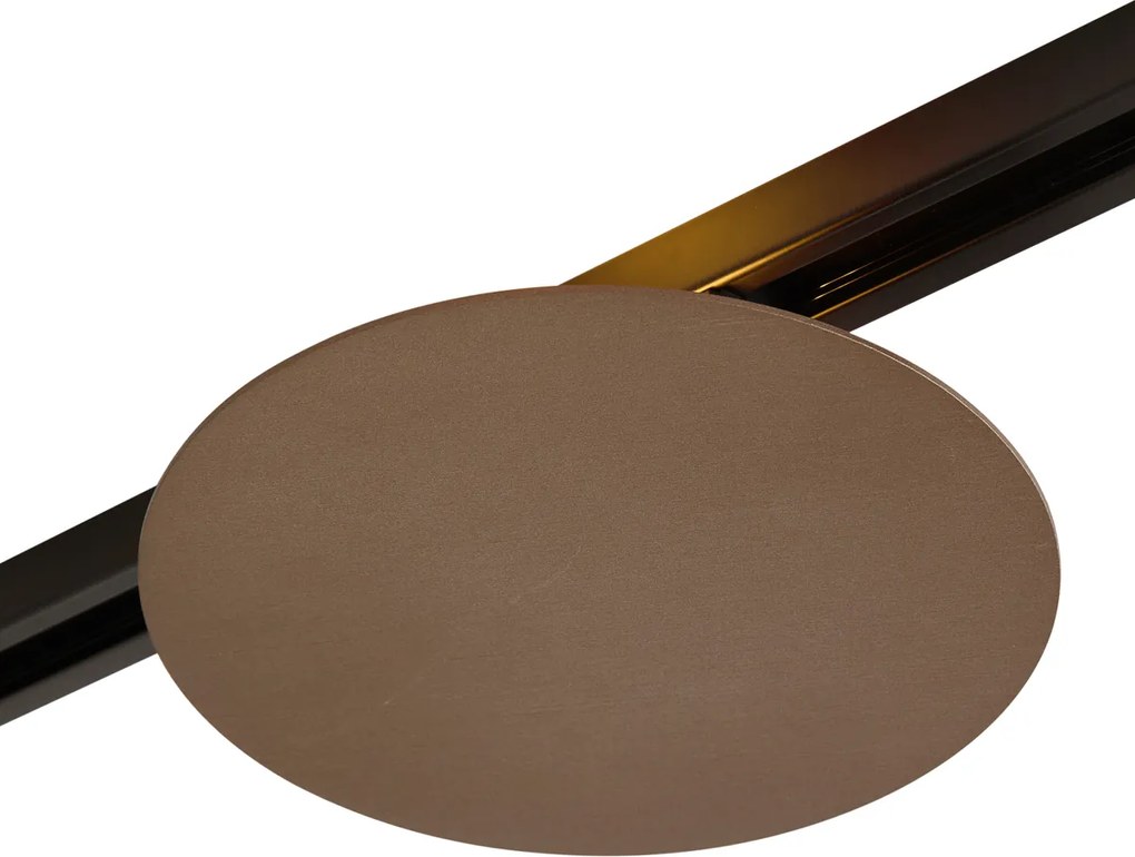 Modern fekete sínrendszer 3 függőlámpával és 2 bronz mennyezeti lámpával, 1 fázisú - Iconic Lloyd Pulley