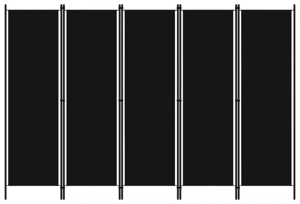 fekete 5 paneles paraván 250 x 180 cm