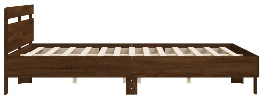 barna tölgy színű szerelt fa ágykeret fejtámlával 180x200 cm