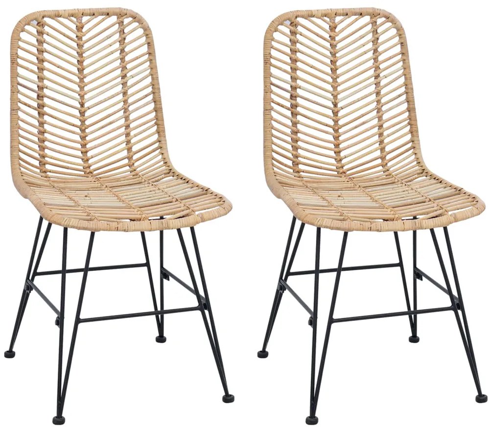 Étkezőszék 2 pcs Természetes 44.5 x 55 x 85 cm Rattan és Vas
