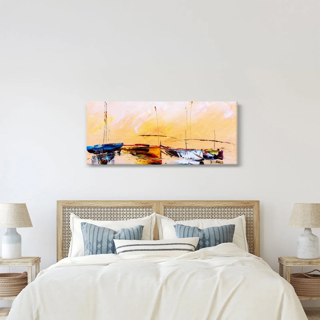 Kép - Csónak, festmény (120x50 cm)