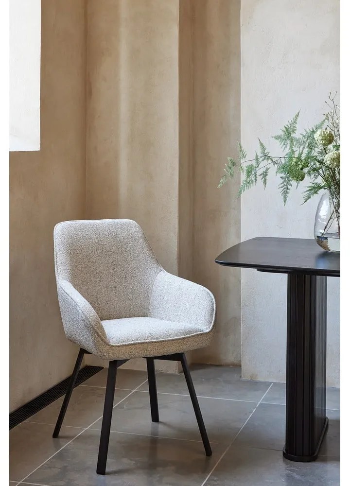 Világosszürke kárpitozott karfás étkezőfotel Alma – Unique Furniture