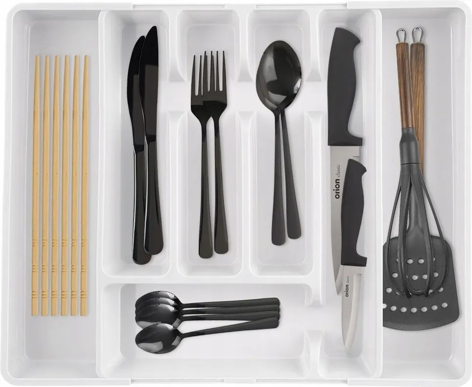 Utántöltő Állítható evőeszköztartó Fiókos eszközök Kihúzható rendszerező Fehér