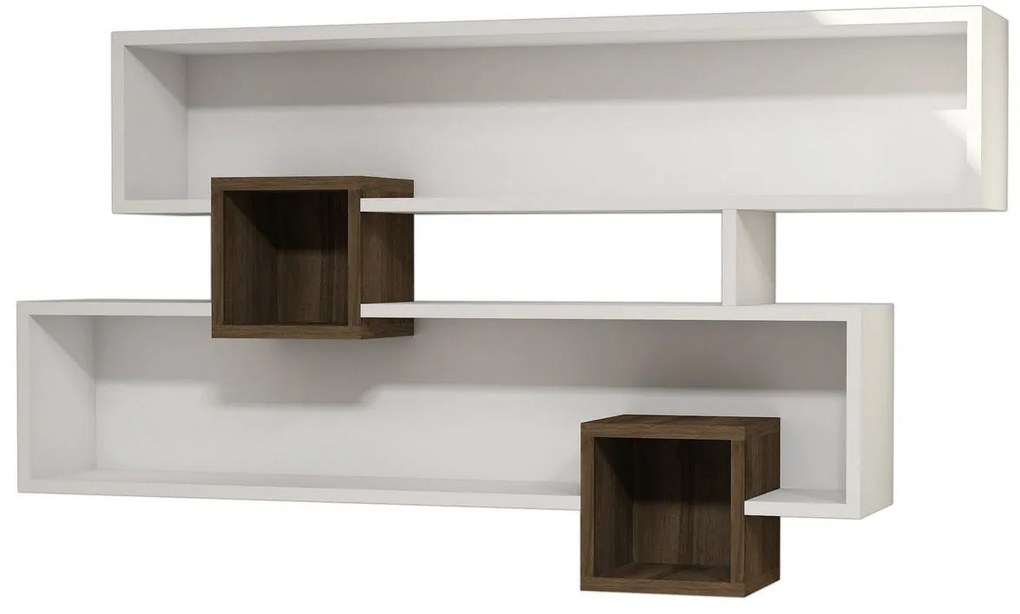Fali polc Karen - Walnut, White