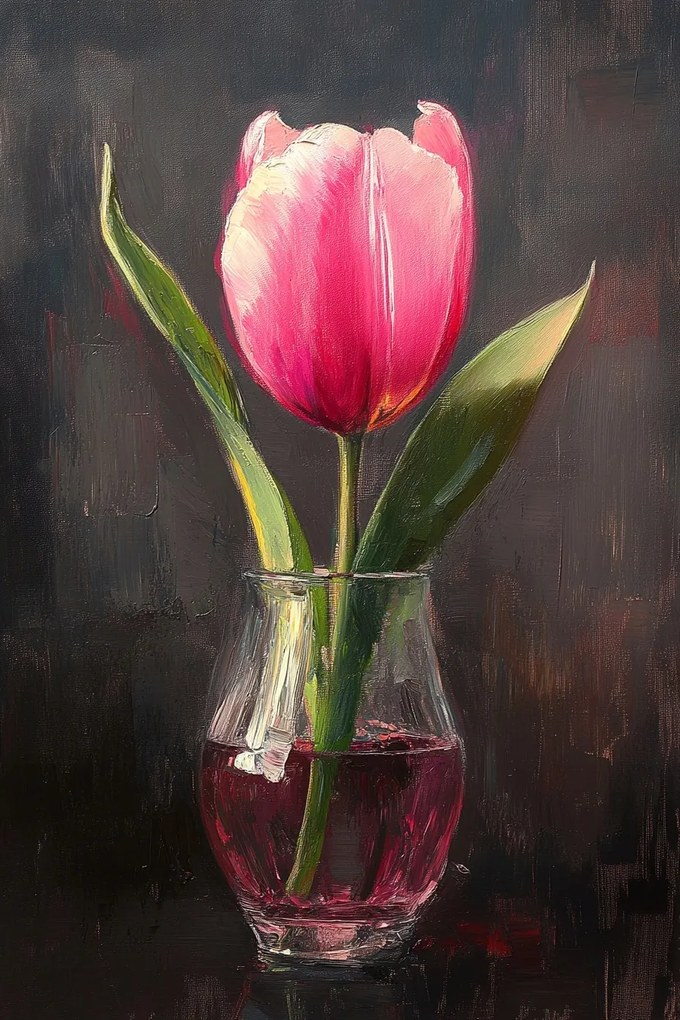 Vászonkép Canvas Olaj Dekoráció Természet Virág Rózsaszín Tulipán 80x120