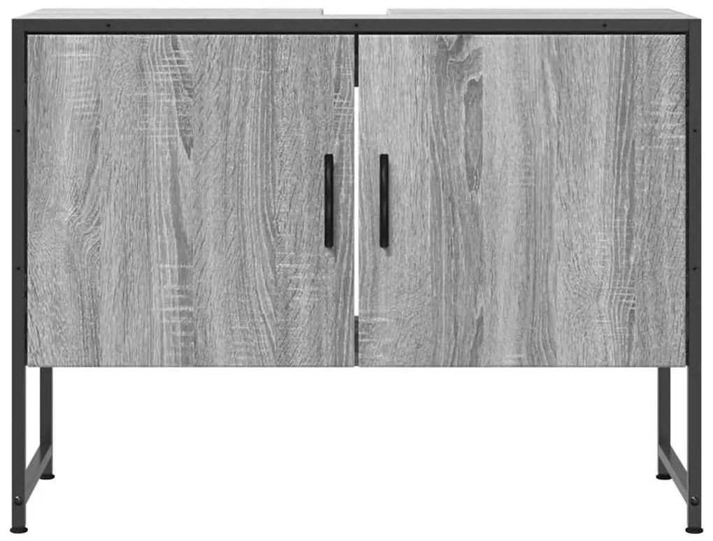 szürke sonoma szerelt fa fürdőszobai mosdószekrény 80x33x60 cm