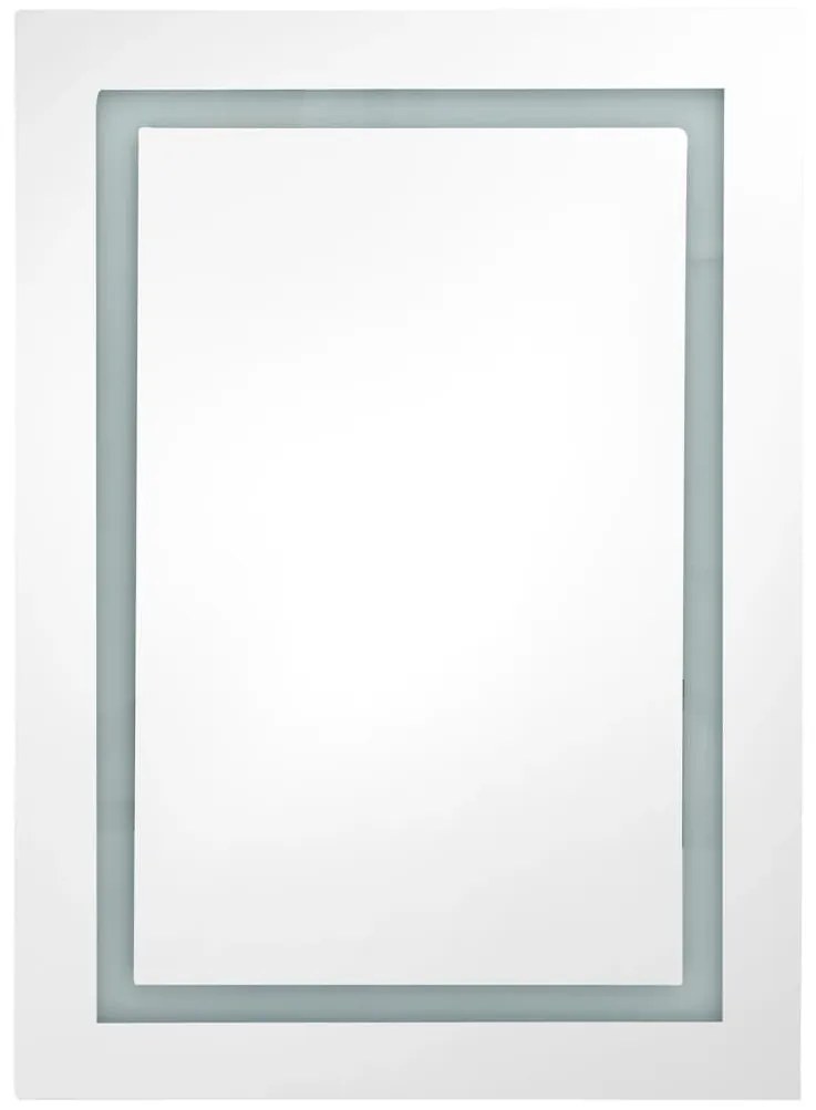 betonszürke LED-es tükrös fürdőszobaszekrény 50 x 13 x 70 cm