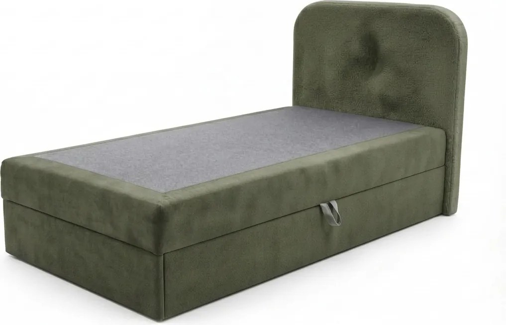 Kárpitozott boxspring ágy FORENA 90x200 cm sötétzöld Matrac: Bonell rugós matrac