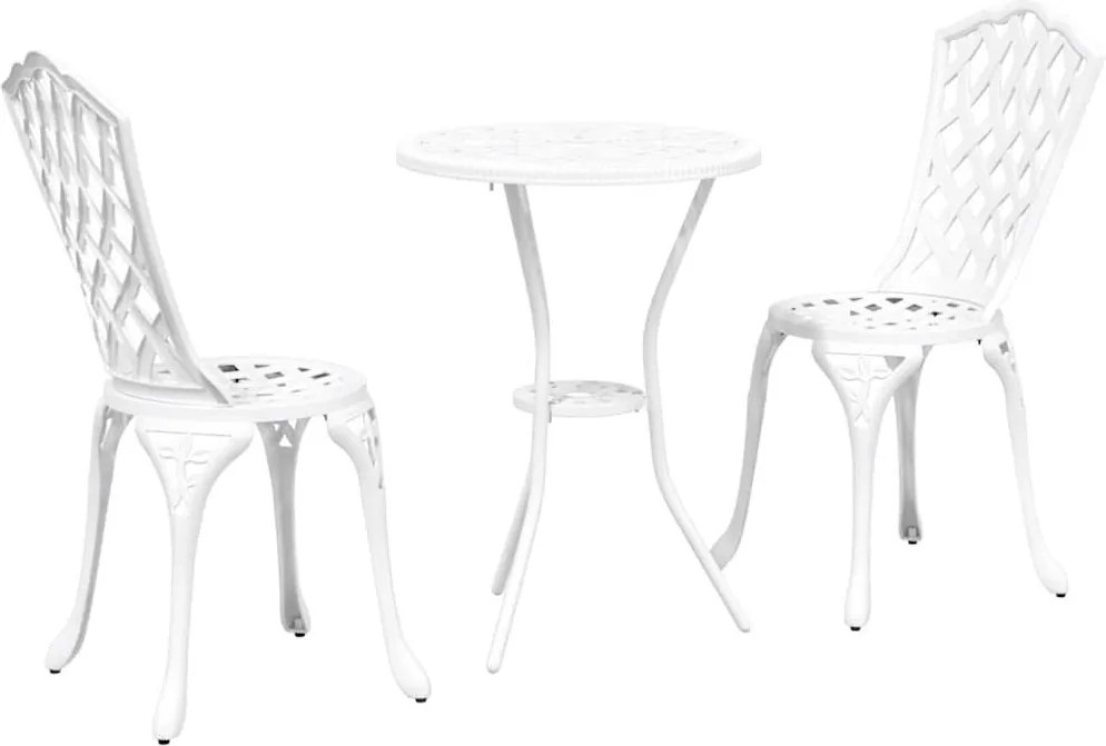 vidaXL Kert Bistro Készlet 3 pcs Fehér Alumínium