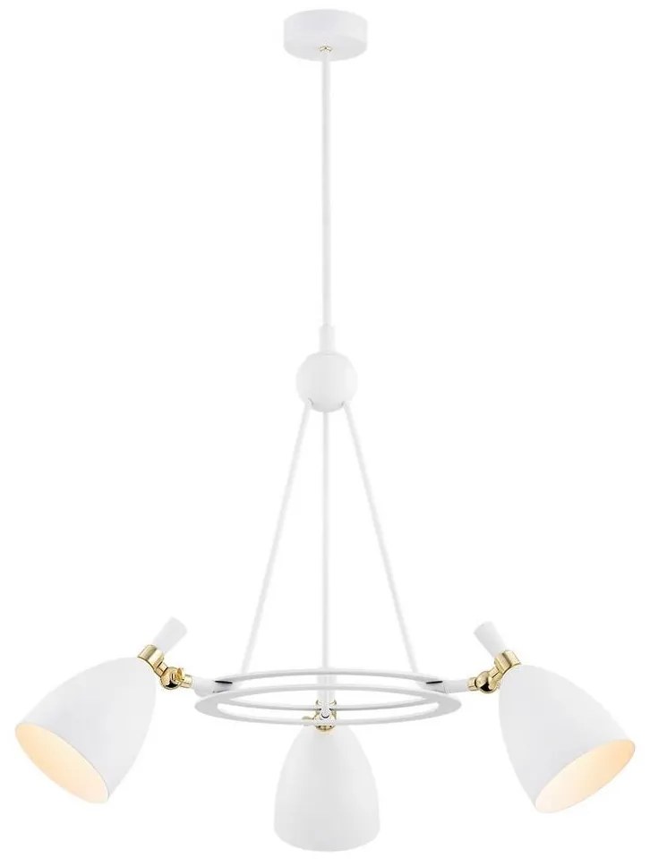 Argon 6148 - Csillár rúdon CHARLOTTE 3xE27/15W/230V fehér/arany