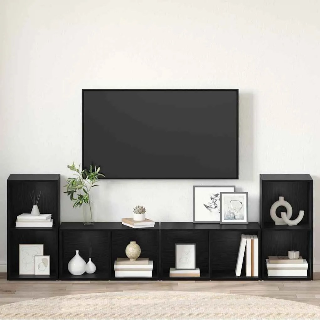 TV szekrény garnitúra 4 pcs Musta tammi 37 x 35 x 72 cm Faanyag