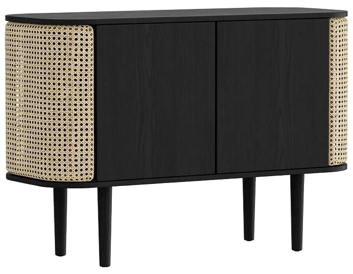 Fekete-natúr színű alacsony komód tölgyfa dekorral 109x75 cm Treasures – UMAGE