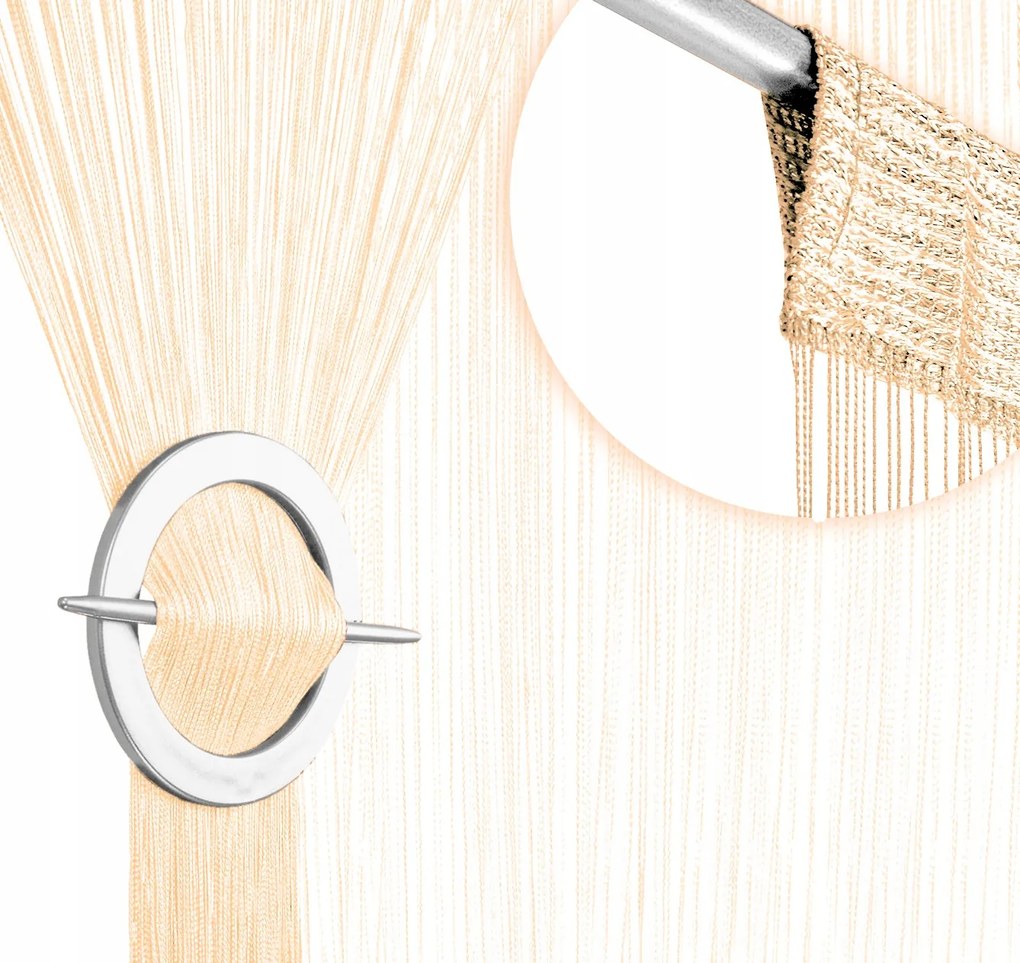 Függöny függöny spagetti zsinór rojt dekoráció 100x200 ekrü