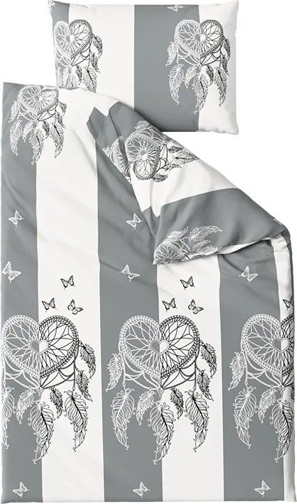 Pamut ágyneműhuzat TIRSO POLY szürke-fehér Ágyneműhuzat mérete: 70 x 90 cm | 140 x 200 cm